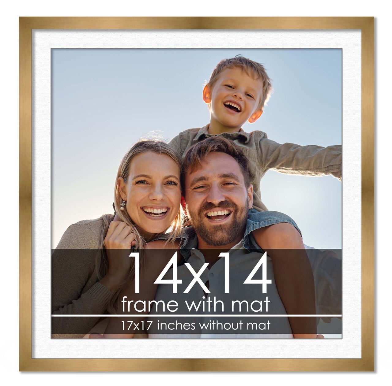 14x14 Frame with Mat - Bronze 17x17 Frame Wood Made to Display Print or Poster Measuring 14 x 14 Inches with White Photo Mat